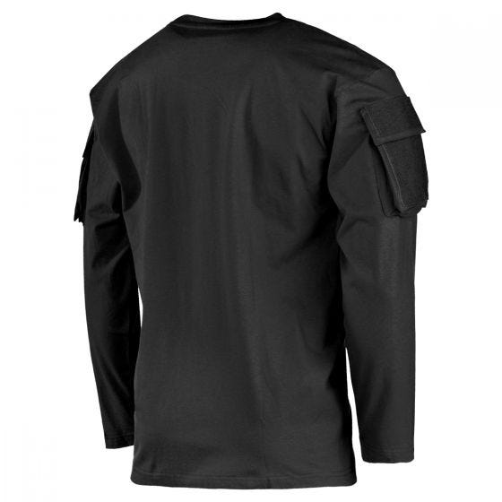 MFH US Long Sleeved T-Shirt with Sleeve Pockets Black