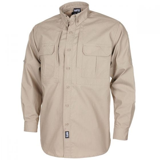 MFH Long Sleeved Teflon Coated Ripstop Attack Shirt Khaki