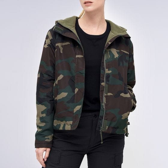 Brandit Ladies Windbreaker Front Zip Woodland