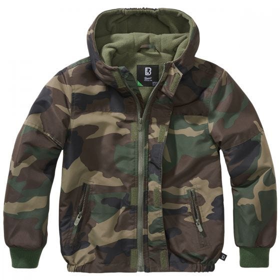 Brandit Kids Windbreaker Front Zip Woodland