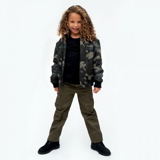 Brandit Kids Windbreaker Front Zip Dark Camo