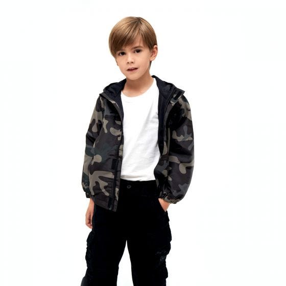 Brandit Kids Summer Windbreaker Front Zip Dark Camo