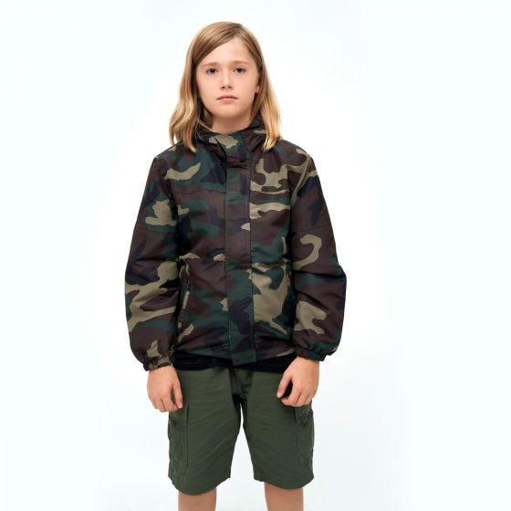 Brandit Kids Summer Windbreaker Front Zip Woodland