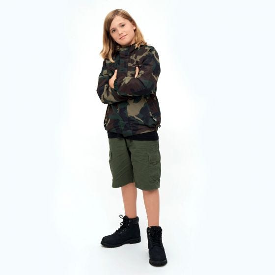 Brandit Kids Summer Windbreaker Front Zip Woodland