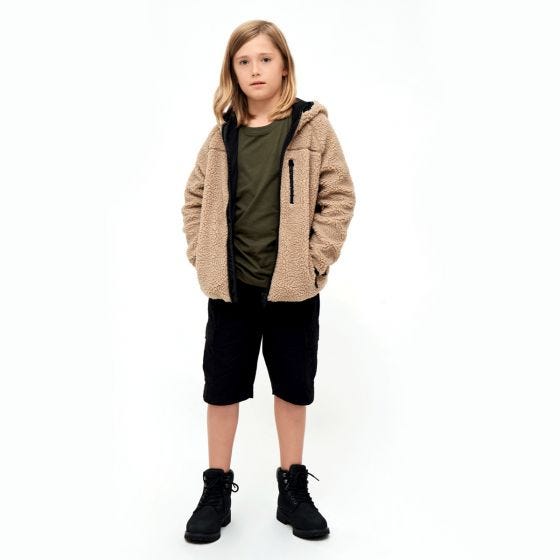 Brandit Kids Teddyfleece Hooded Jacket Camel