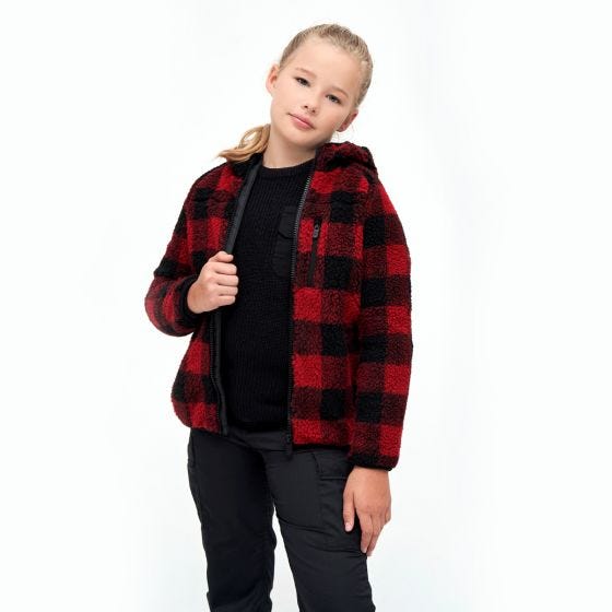 Brandit Kids Teddyfleece Hooded Jacket Red/Black
