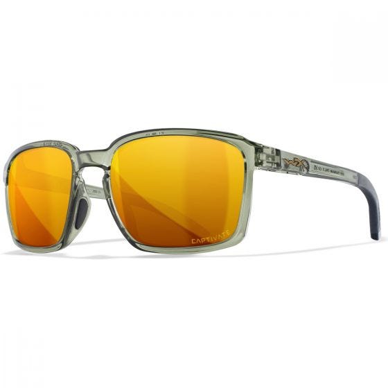 Wiley X WX Alfa Glasses - Captivate Polarized Bronze Mirror Lenses / Gloss Crystal Light Olive/Grey