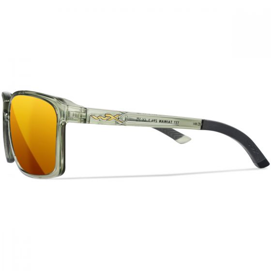 Wiley X WX Alfa Glasses - Captivate Polarized Bronze Mirror Lenses / Gloss Crystal Light Olive/Grey