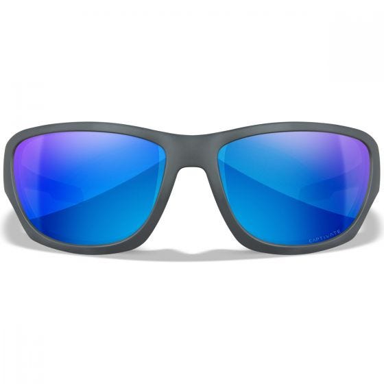 Wiley X WX Climb Glasses - Captivate Polarized Blue Mirror Lenses / Matte Grey Frame