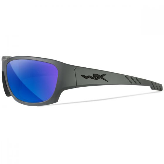 Wiley X WX Climb Glasses - Captivate Polarized Blue Mirror Lenses / Matte Grey Frame