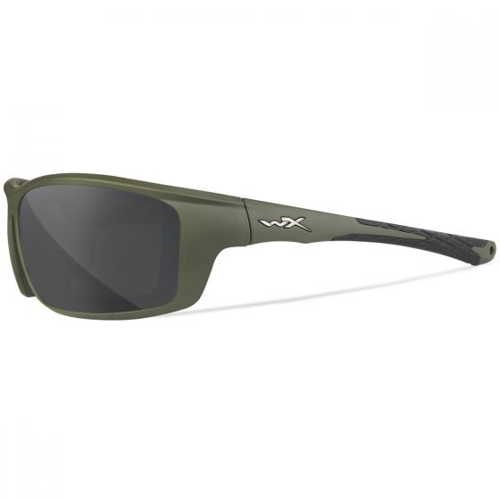 Wiley X WX Grid Glasses - Captivate Polarized Grey Mirror Lenses / Matte Utility Green Frame