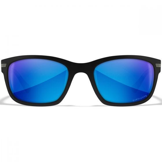 Wiley X WX Helix Glasses - Captivate Polarized Blue Mirror Lenses / Matte Black Frame