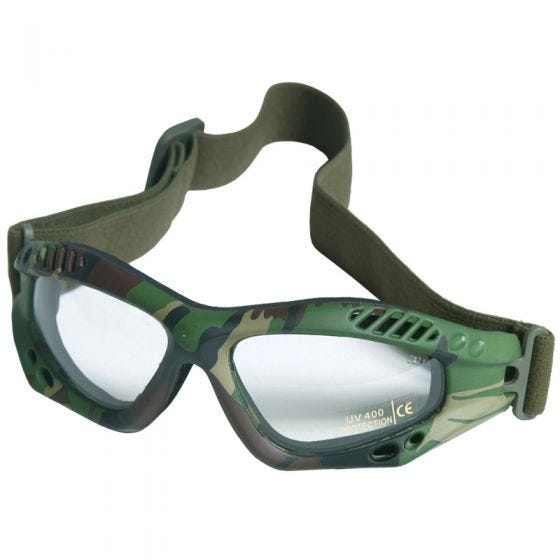 Mil-Tec Commando Goggles Air Pro Clear Lens Woodland Frame