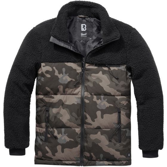 Brandit Jackson Teddyfleece Jacket Black / Dark Camo