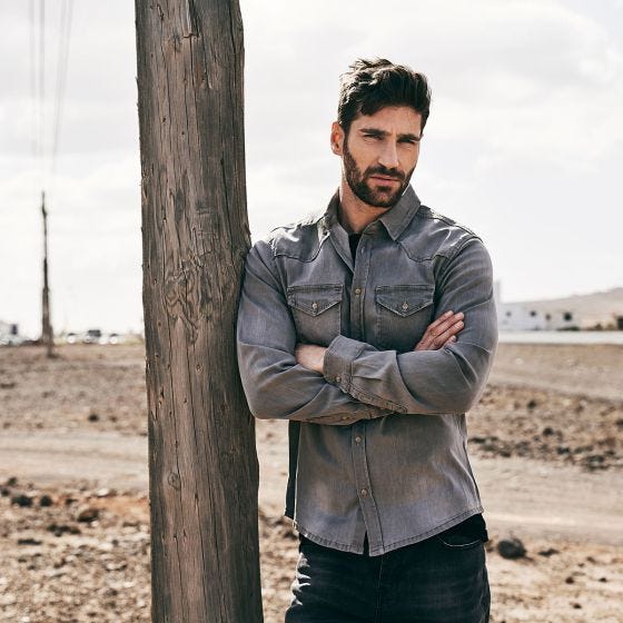 Brandit Riley Denim Shirt Grey Denim