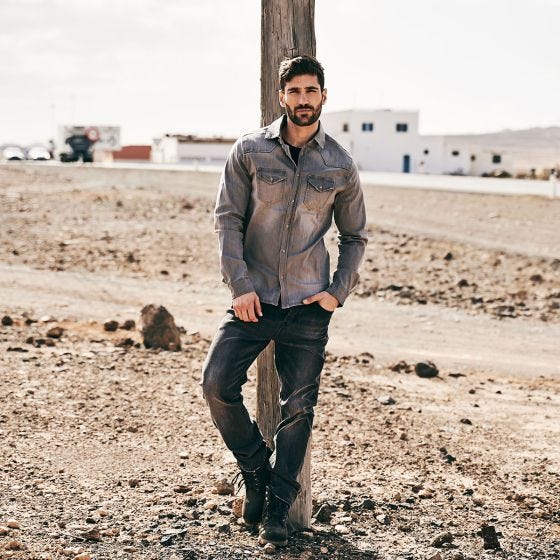Brandit Riley Denim Shirt Grey Denim