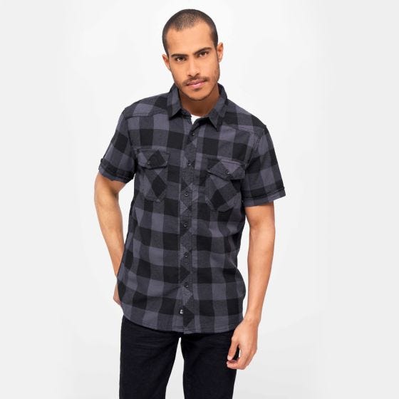 Brandit Half Sleeve Check Shirt Black/Grey