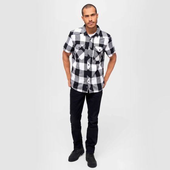 Brandit Half Sleeve Check Shirt White/Black