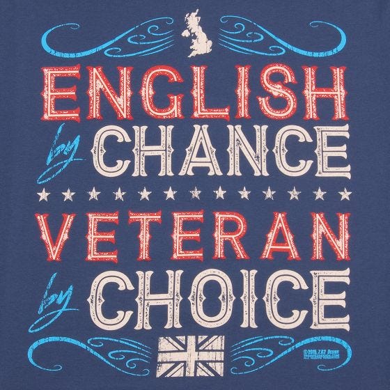 7.62 Design Veteran By Choice English T-Shirt Indigo Blue