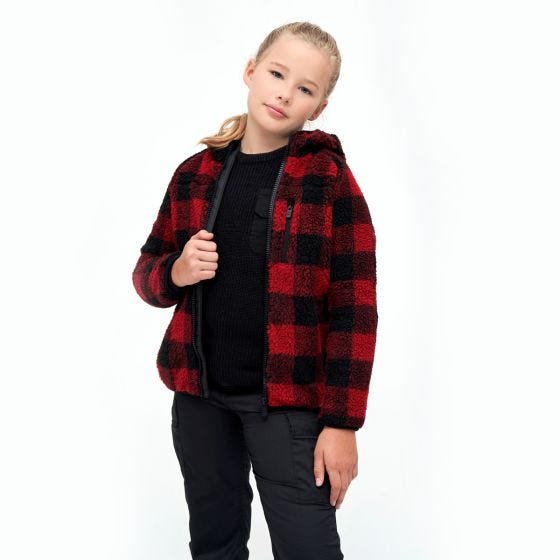 Brandit Kids Teddyfleece Hooded Jacket Red/Black