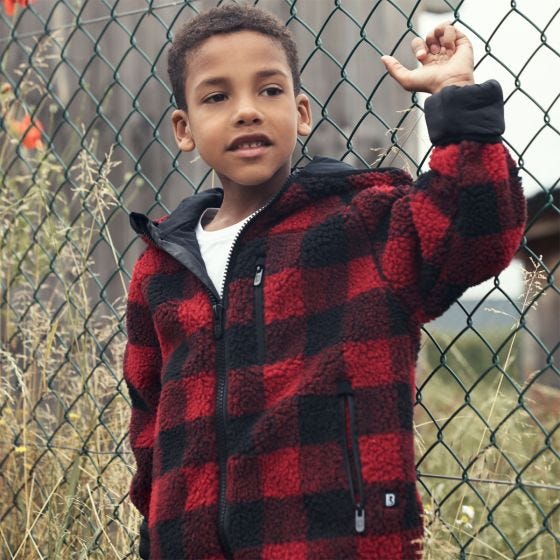 Brandit Kids Teddyfleece Hooded Jacket Red/Black