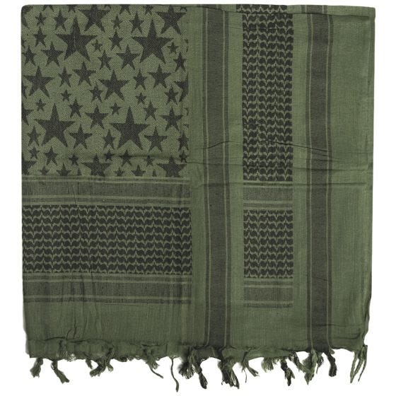 Mil-Tec Shemagh Scarf Stars Olive / Black