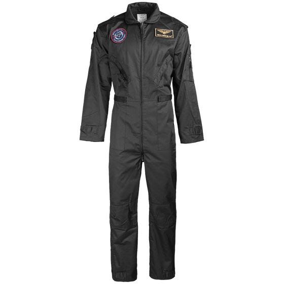 Mil-Tec US Flight Coverall with Patches Black