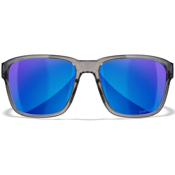 Wiley X WX Trek Glasses - Captivate Polarized Blue Mirror Lenses / Gloss Crystal Dark Grey Frame