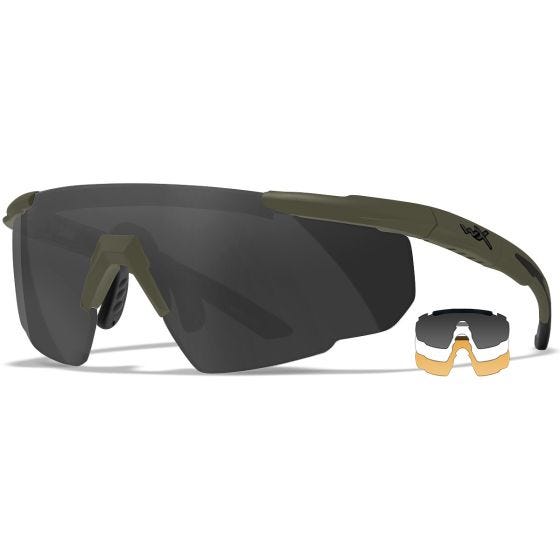 Wiley X Saber Advanced Glasses Grey + Clear + Rust Lens / OD Green Frame