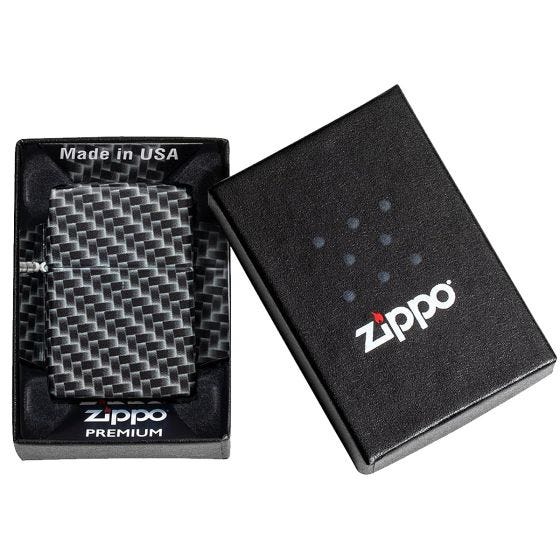 Zippo Carbon Fibre Design Lighter White Matte