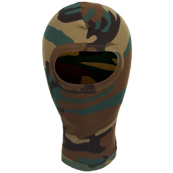 MFH 1 Hole Balaclava Lightweight Cotton Woodland